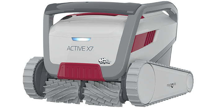 The Dolphin Active X4 pool cleaner provides reliable, convenient and cost-effective pool cleaning. Its reliable filtration method in all pool conditions and active brushing on all surfaces optimises pool hygiene.